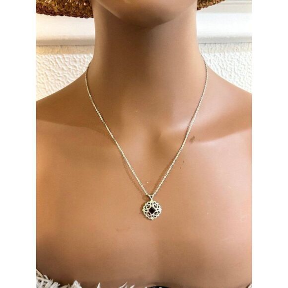 Sterling Silver 925 Garnet Necklace - Picture 7 of 8